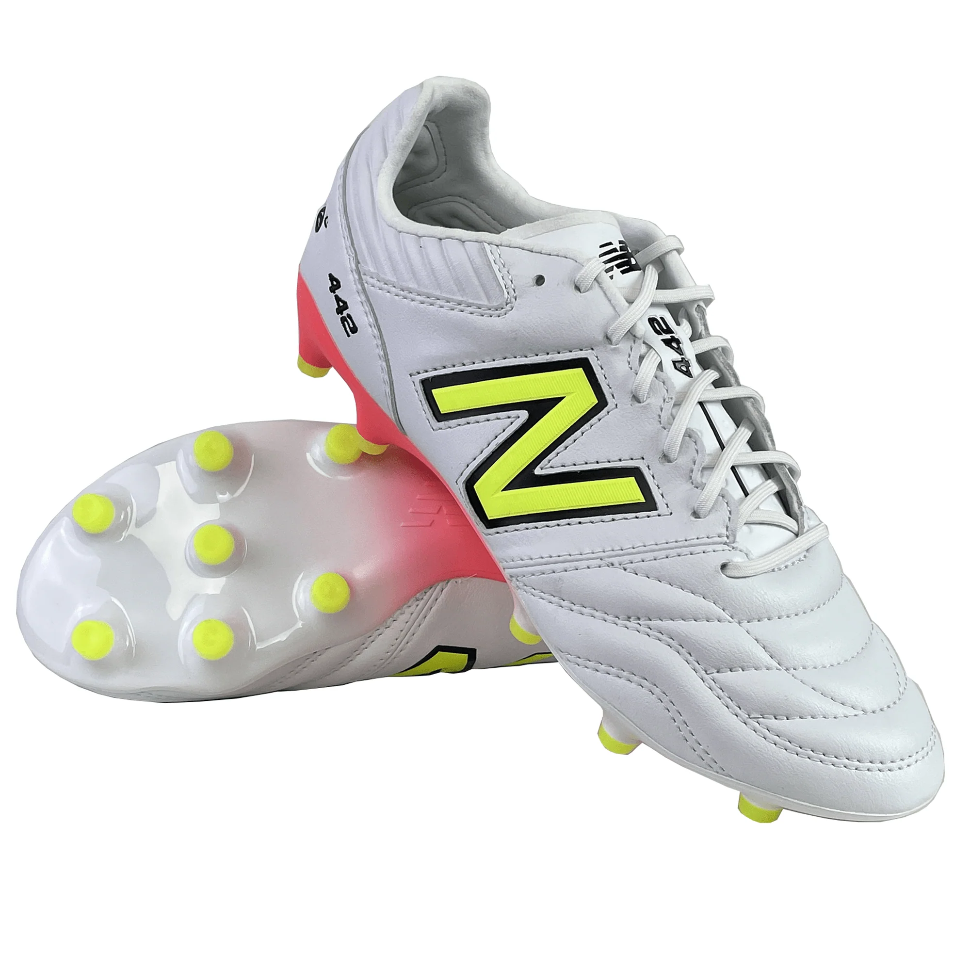 New Balance 442 V2 Pro FG Boots - White/Energy Red/Hi-Lite