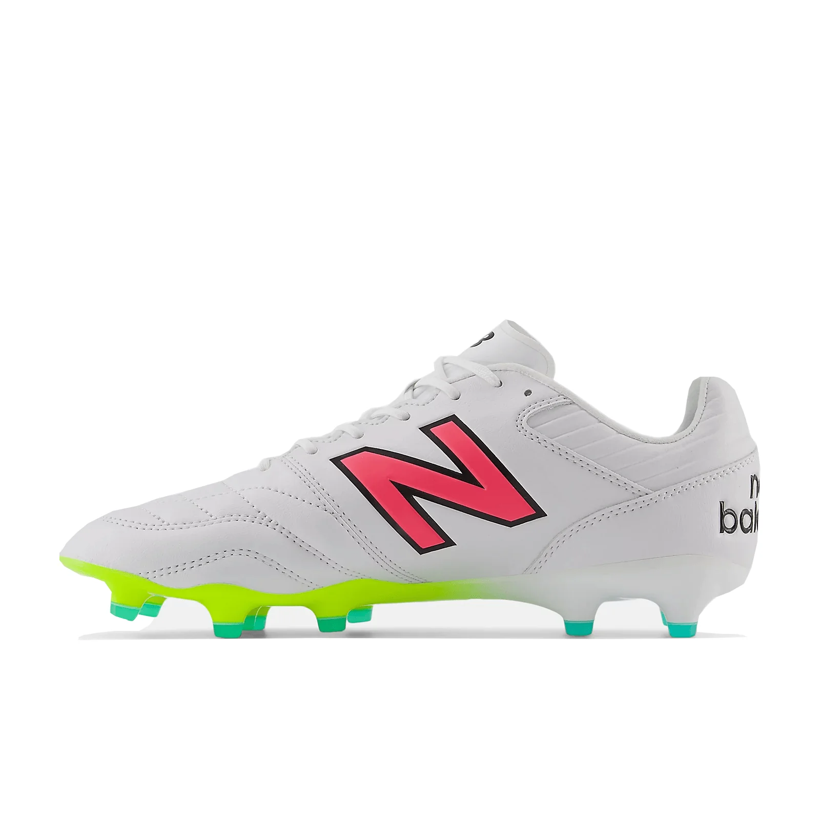 New Balance 442 V2 Pro Synthetic FG - White/Hi Lite/Neon Pink - Image 3