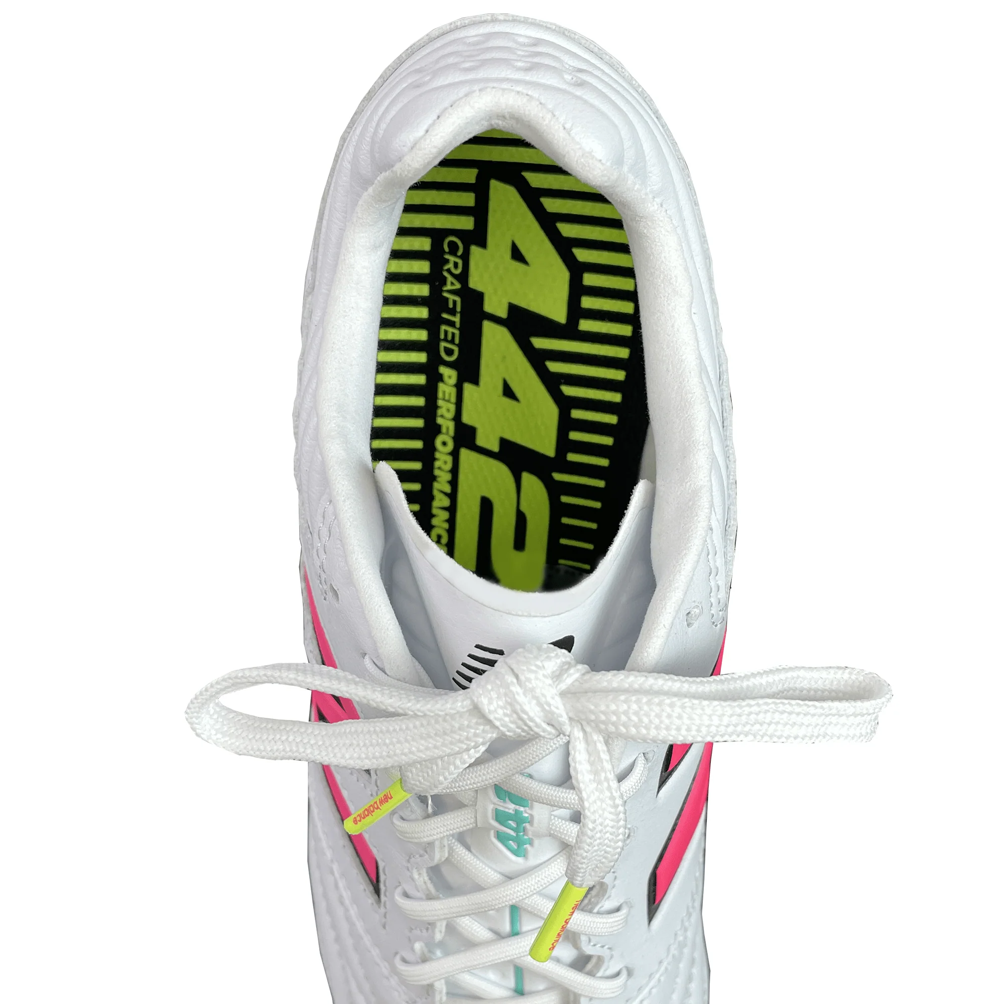 New Balance 442 V2 Pro Synthetic FG - White/Hi Lite/Neon Pink - Image 6