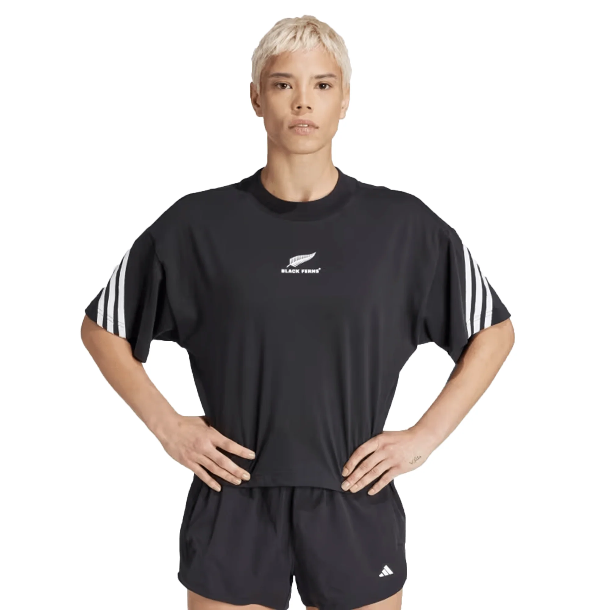Women's Black Ferns 3-Stripe Tee by adidas - Image 4