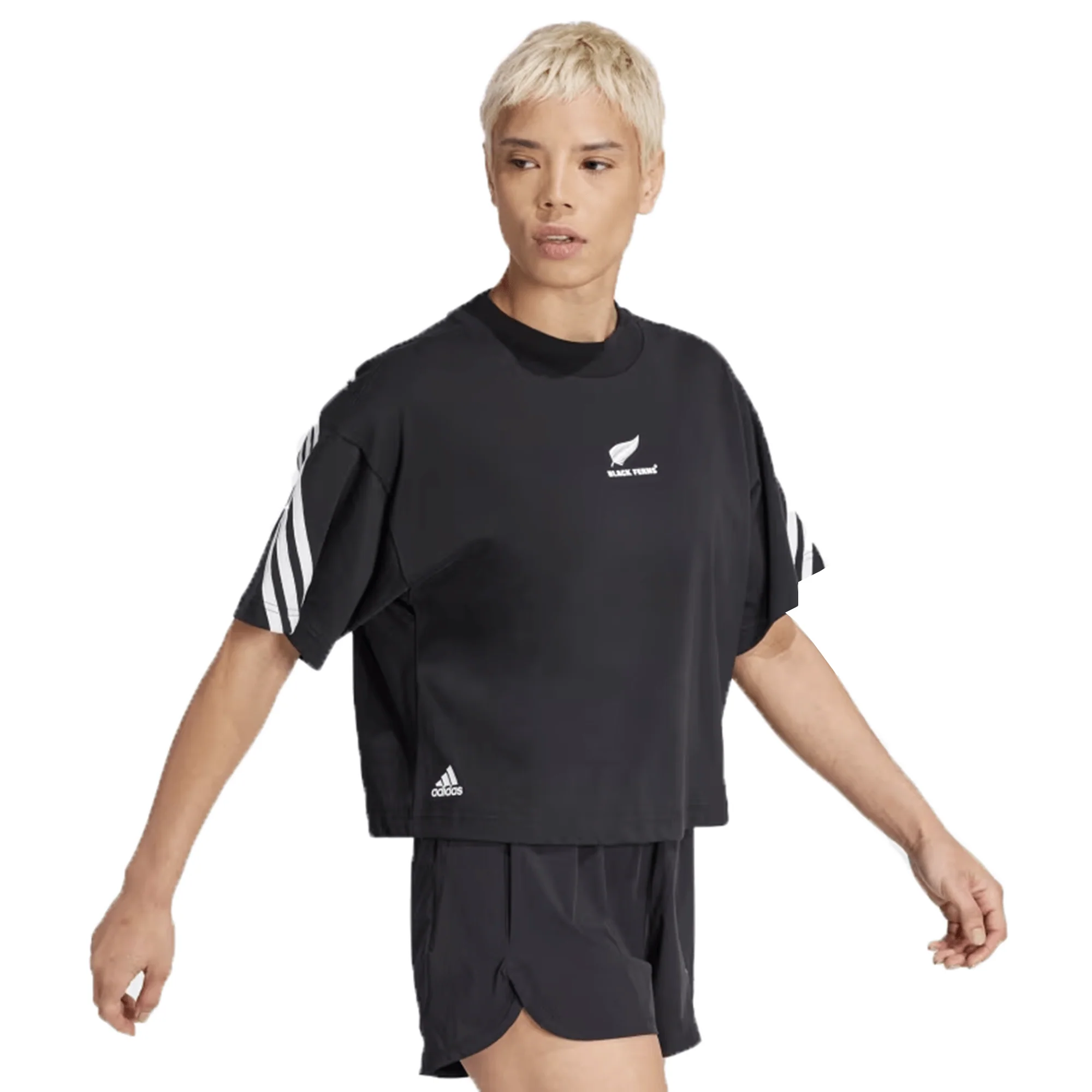 Women's Black Ferns 3-Stripe Tee by adidas - Image 6