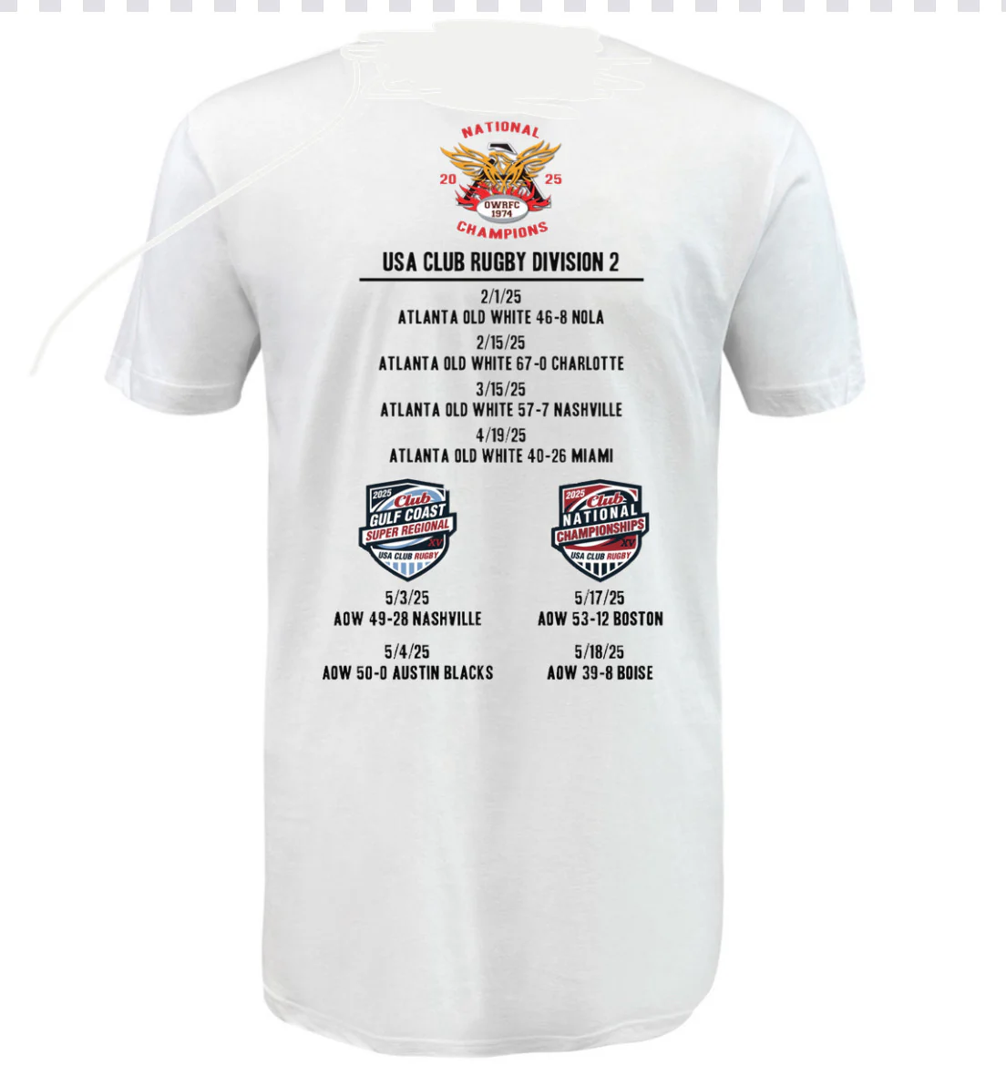Atlanta Old White RFC 2025 National Champions T-Shirt - Image 4