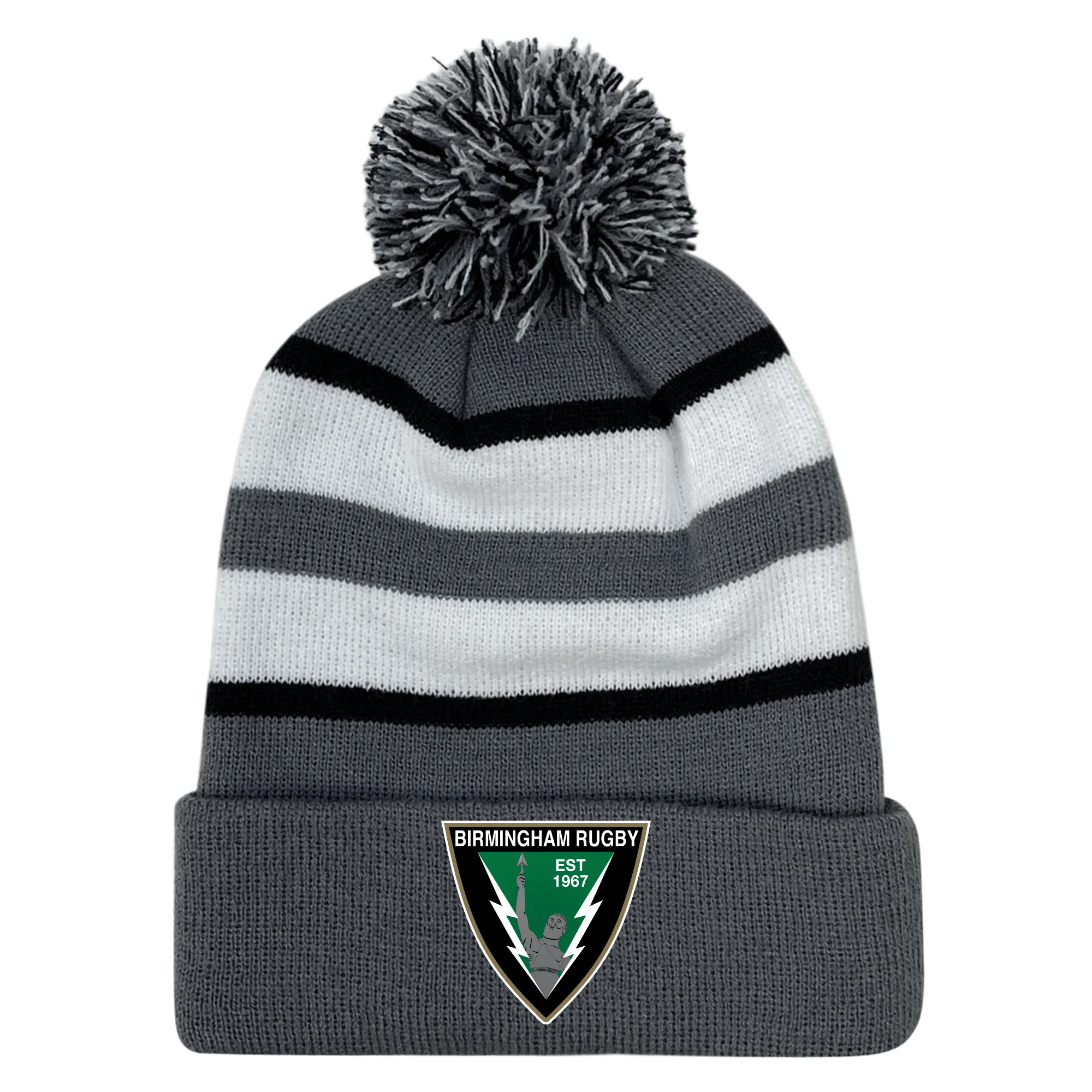 Birmingham Vulcans Rugby Hooped Pom-Pom Beanie - Image 3