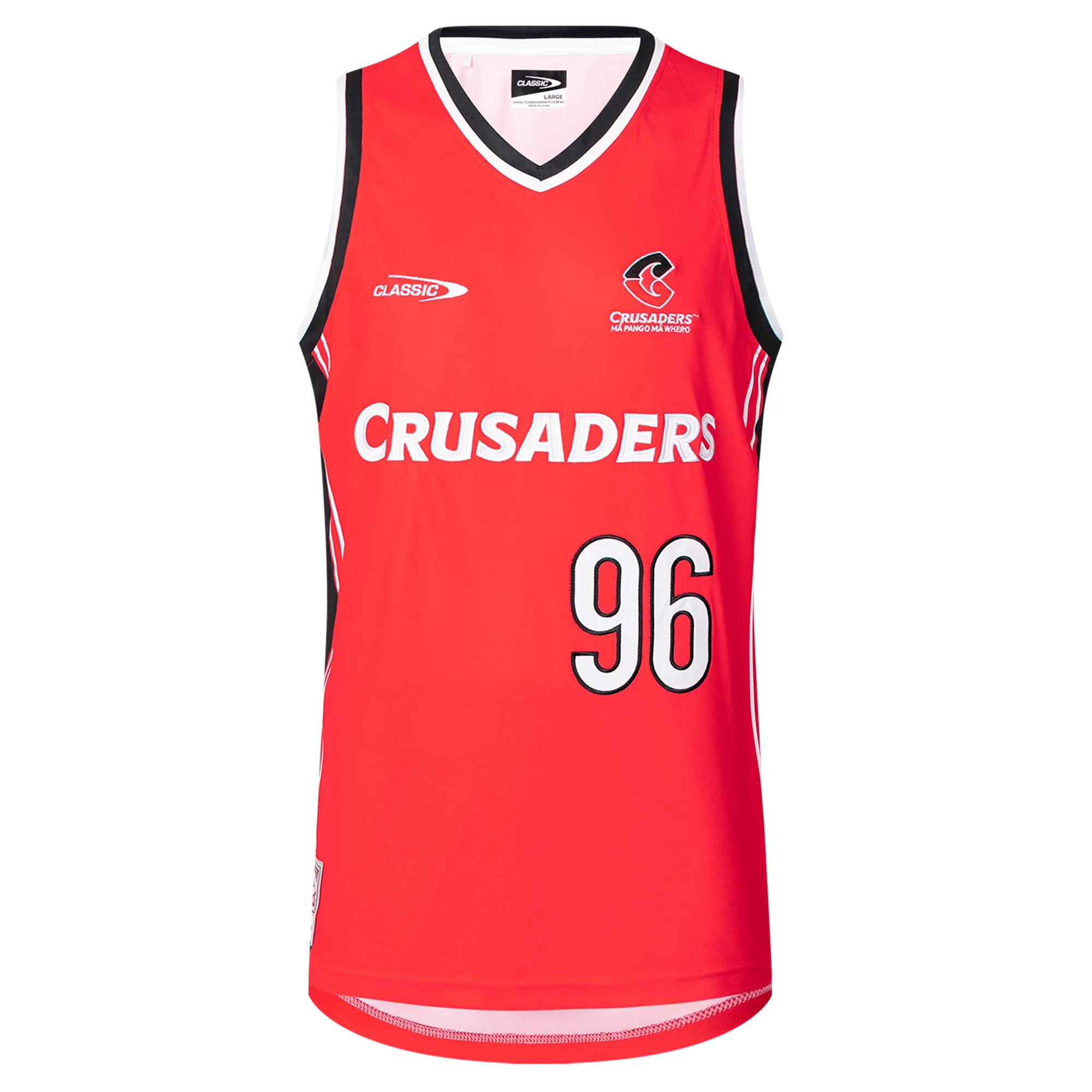 Crusaders Super Rugby 25/26 Supporters Basketball Singlet by Classic Sportswear