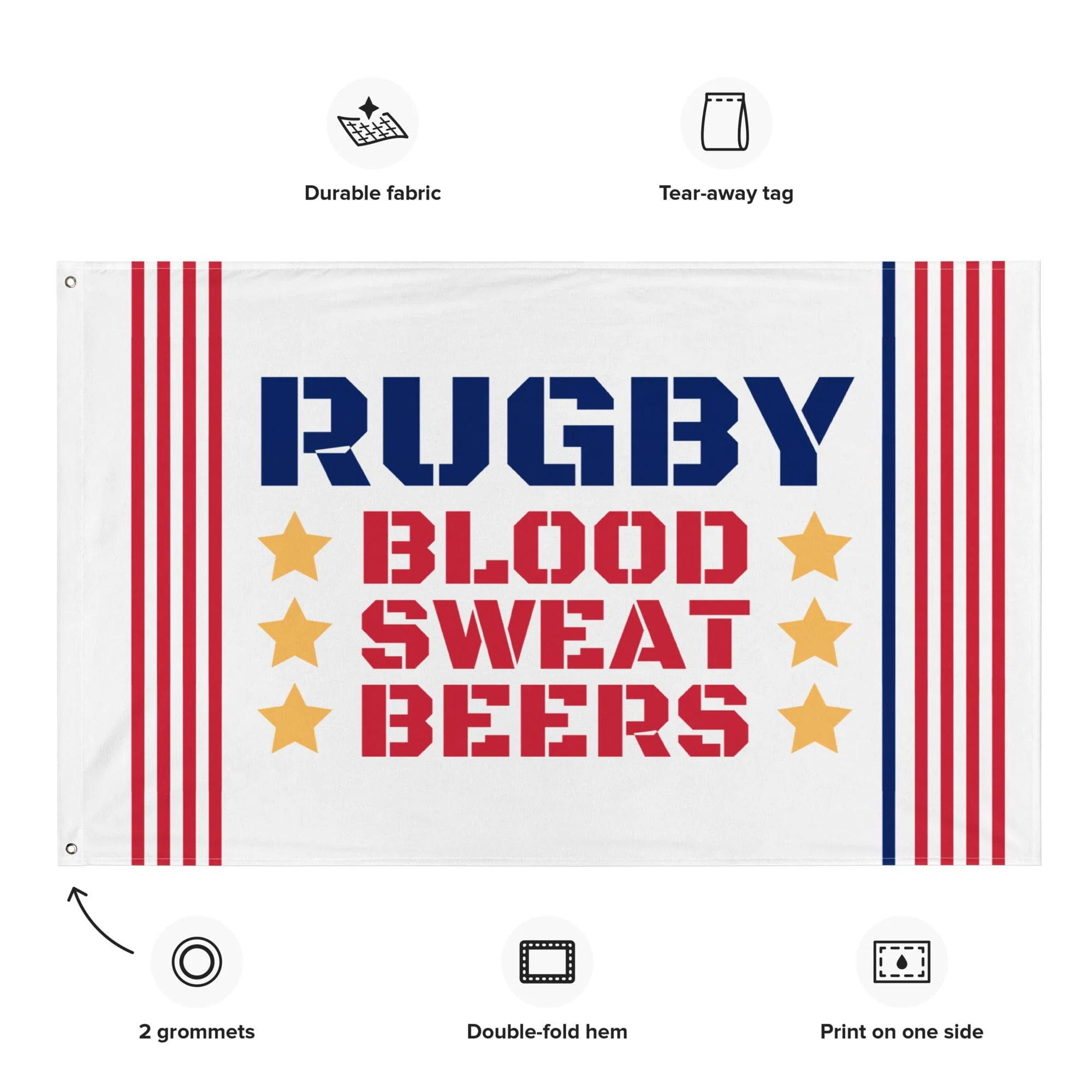 Rugby Blood, Sweat, Beers Flag - Image 3