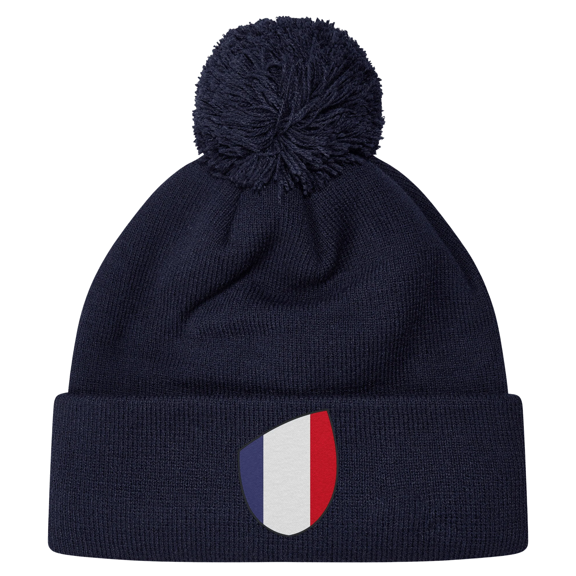 France Shield Pom Pom Beanie