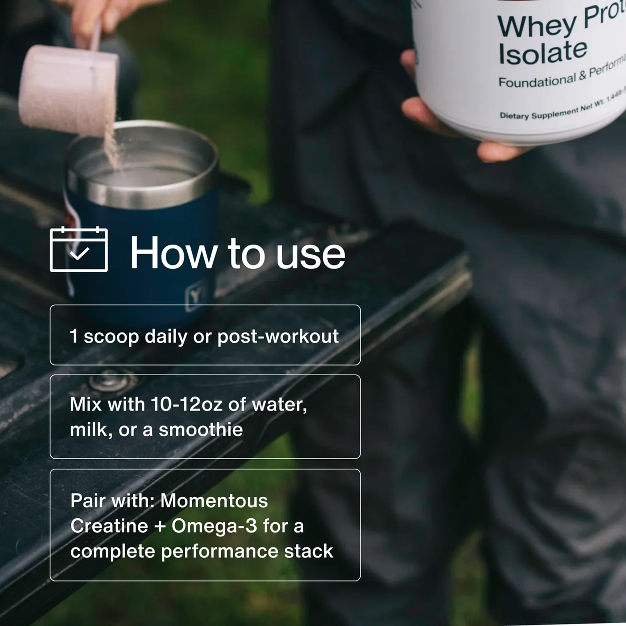 Momentous Grass Fed Whey - Chocolate 25 Servings per Tub - Image 3