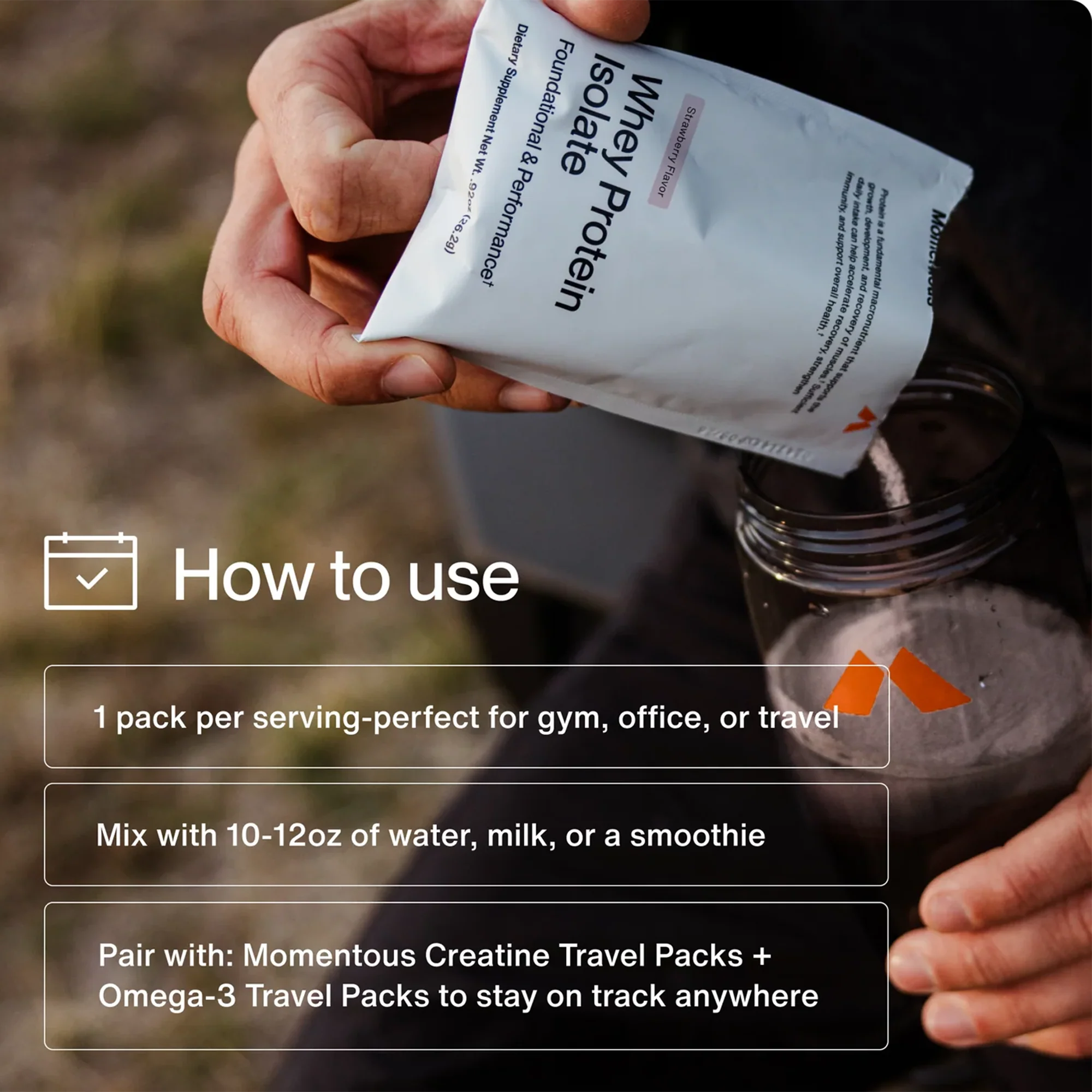 Momentous Grass Fed Whey Travel Packs - Vanilla 10 Packets per Carton - Image 2