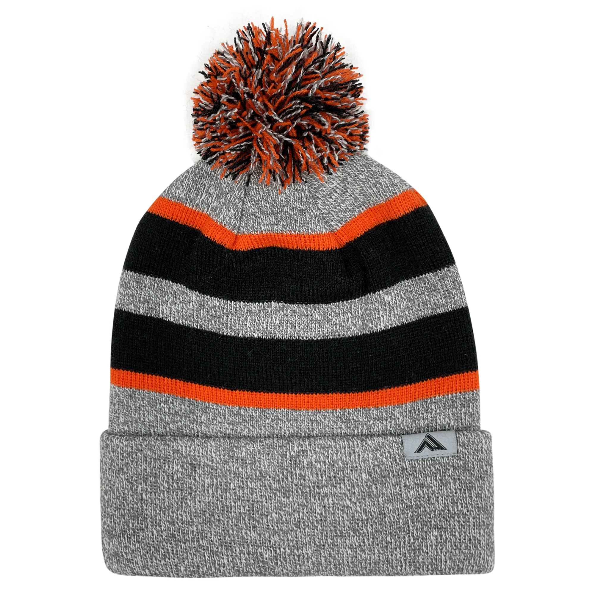 Hooped Knit Fold Over Pom-Pom Beanie - Image 10