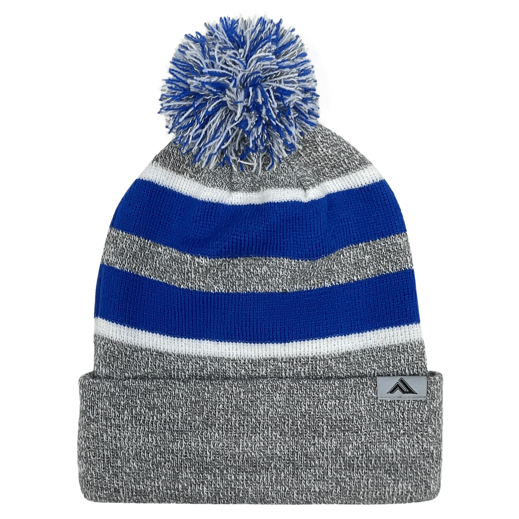 Hooped Knit Fold Over Pom-Pom Beanie - Image 12