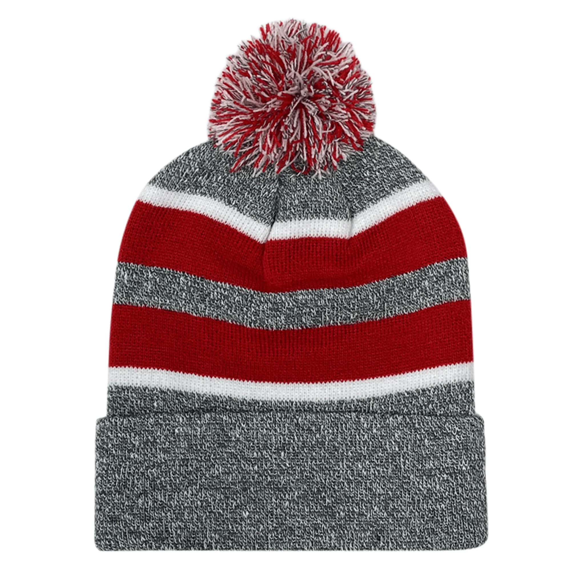 Hooped Knit Fold Over Pom-Pom Beanie - Image 5