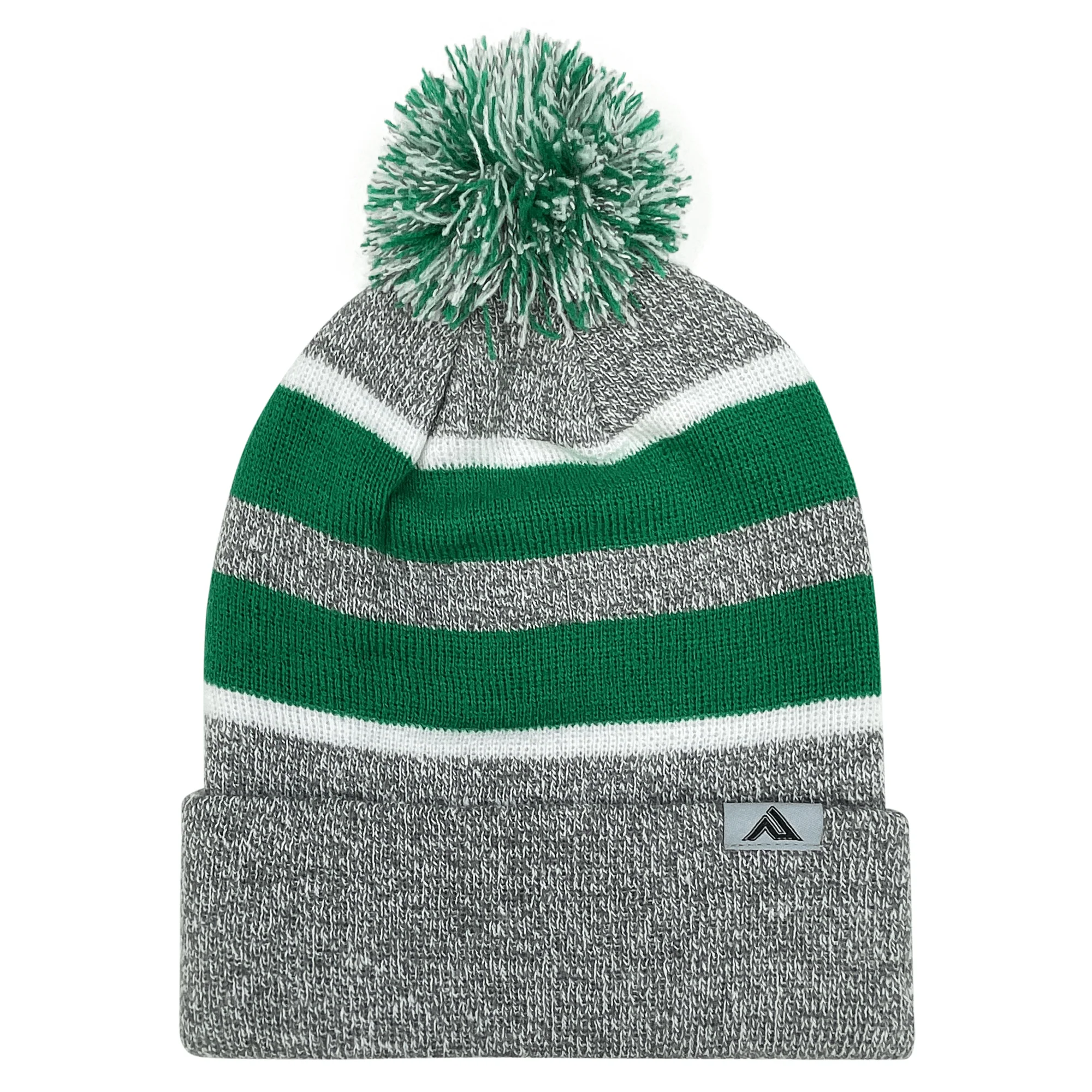 Hooped Knit Fold Over Pom-Pom Beanie - Image 8