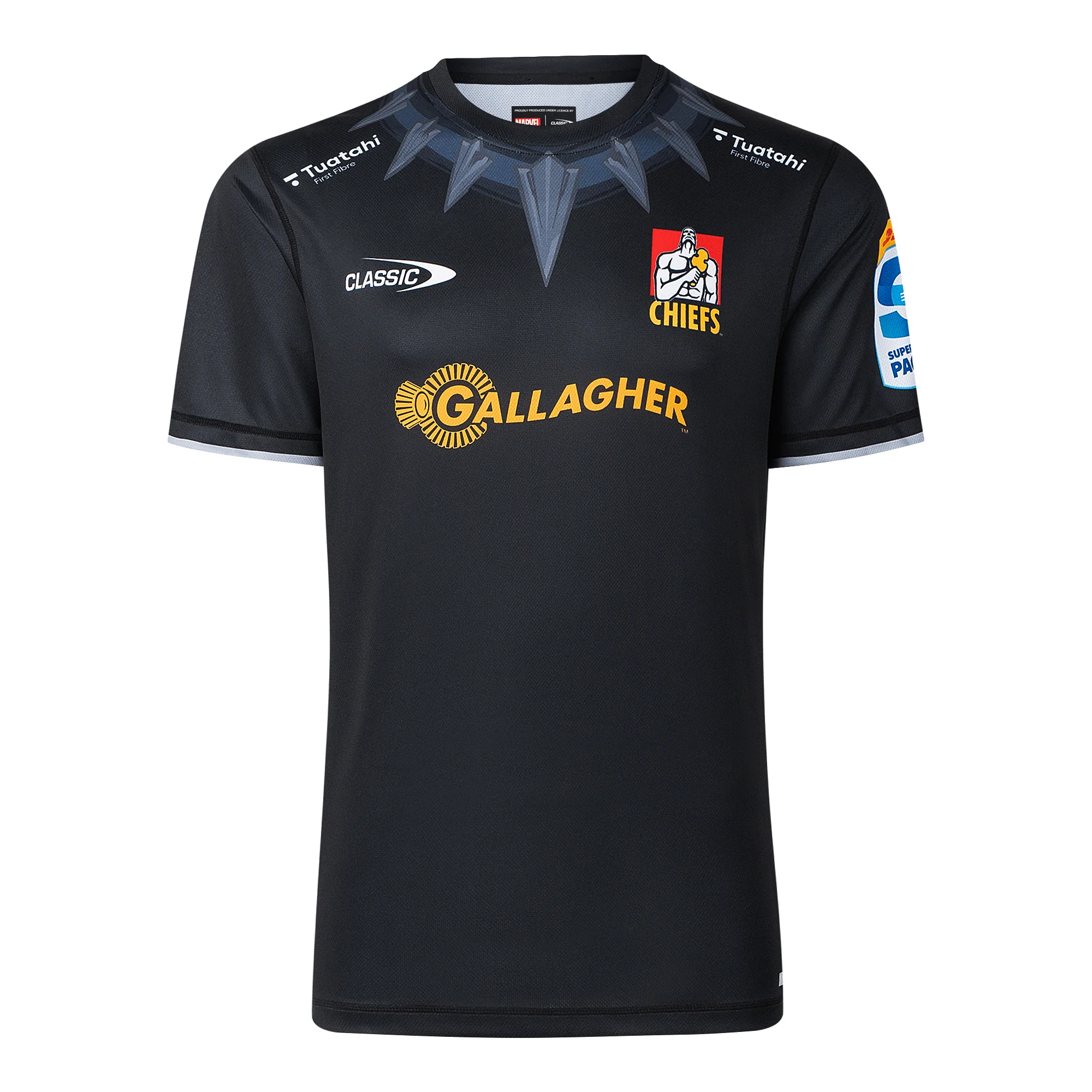 Limited Edition Gallagher Chiefs Super Rugby Marvel Collection Black Panther Warm-Up Tee by Classic Sportswear
