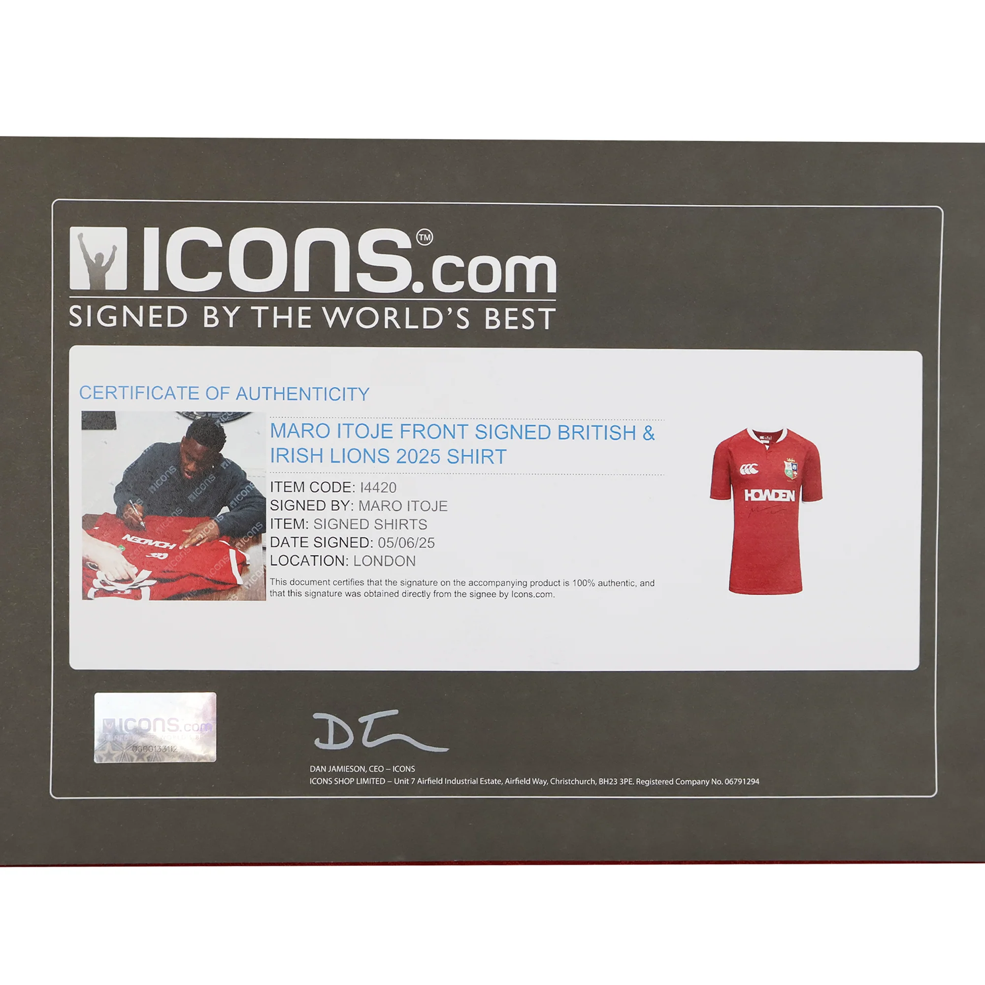 Maro Itoje Front Signed British & Irish Lions 2025 Shirt - Image 2