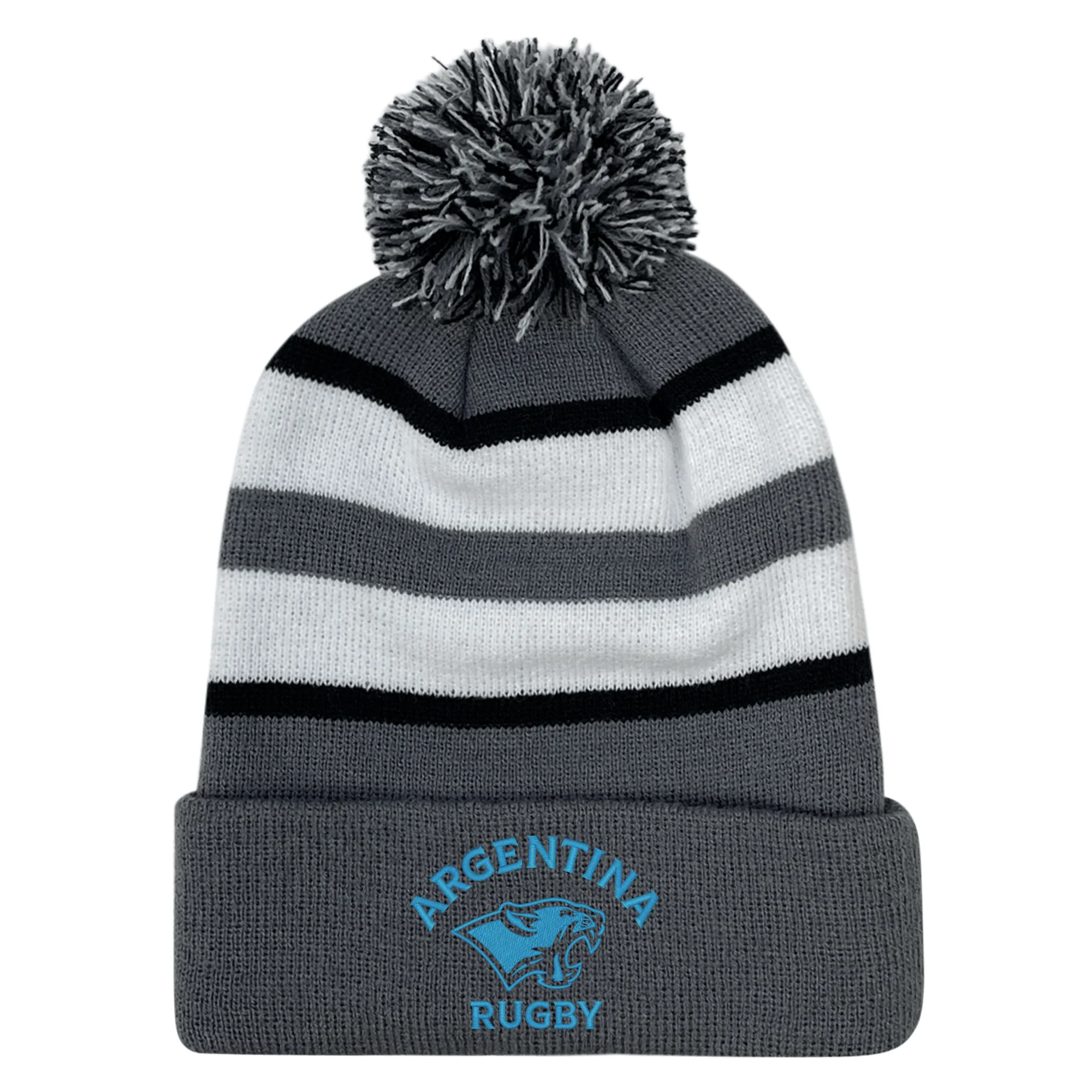Nations of Rugby Argentina Hooped Pom-Pom Beanie