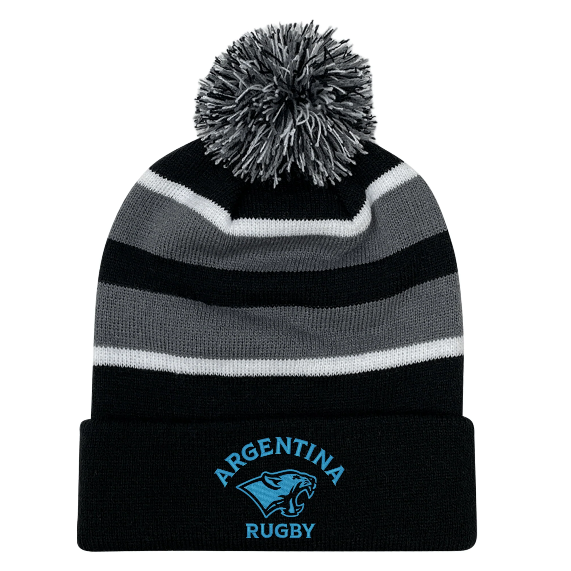 Nations of Rugby Argentina Hooped Pom-Pom Beanie - Image 2