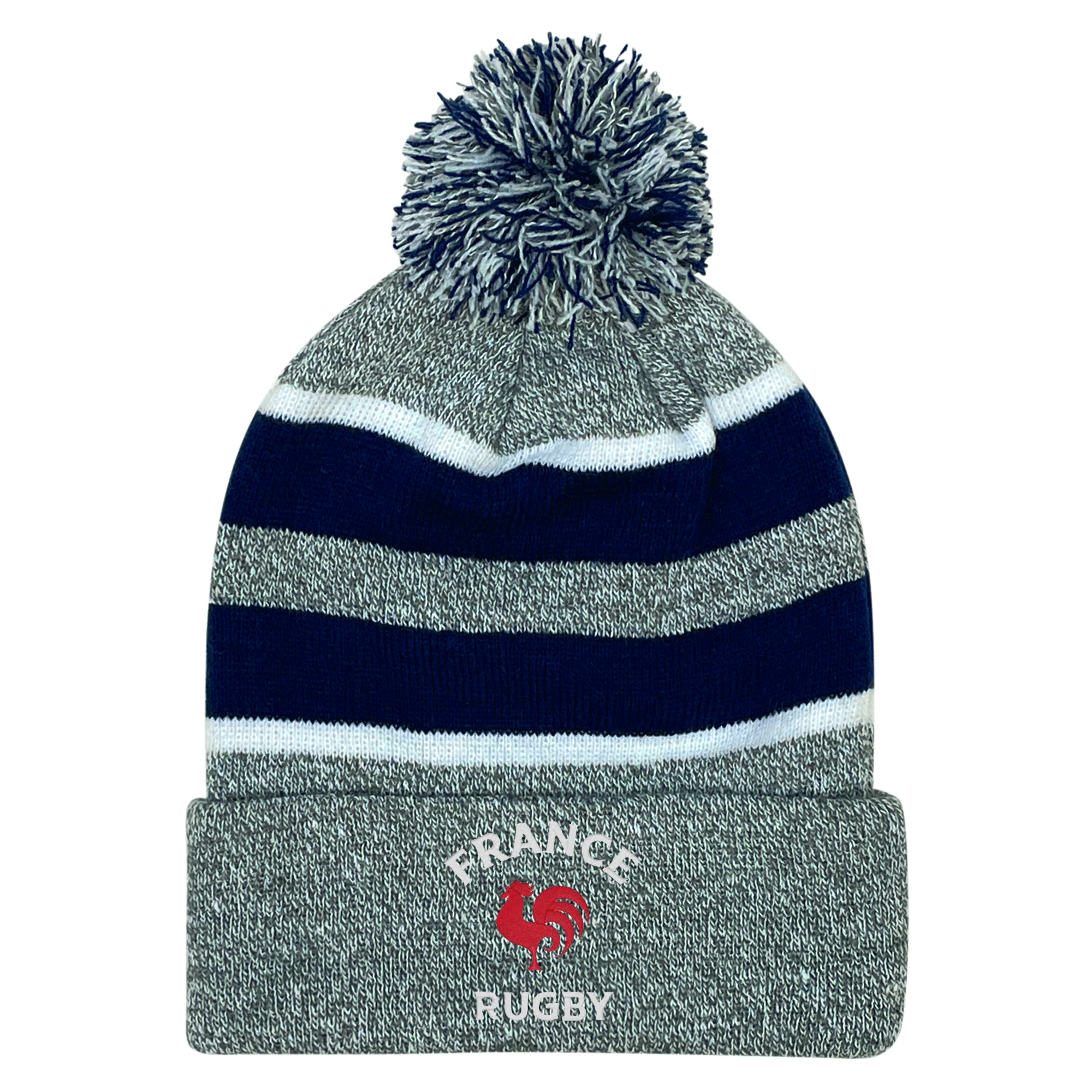 Nations of Rugby France Hooped Pom-Pom Beanie