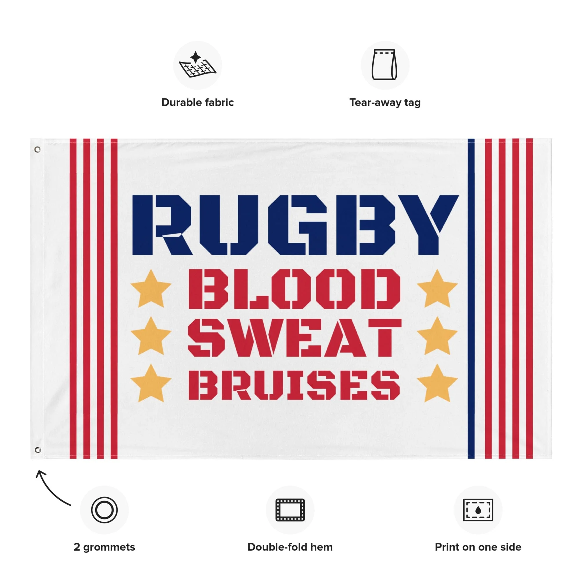 Rugby Blood Sweat Bruises Flag - Image 3