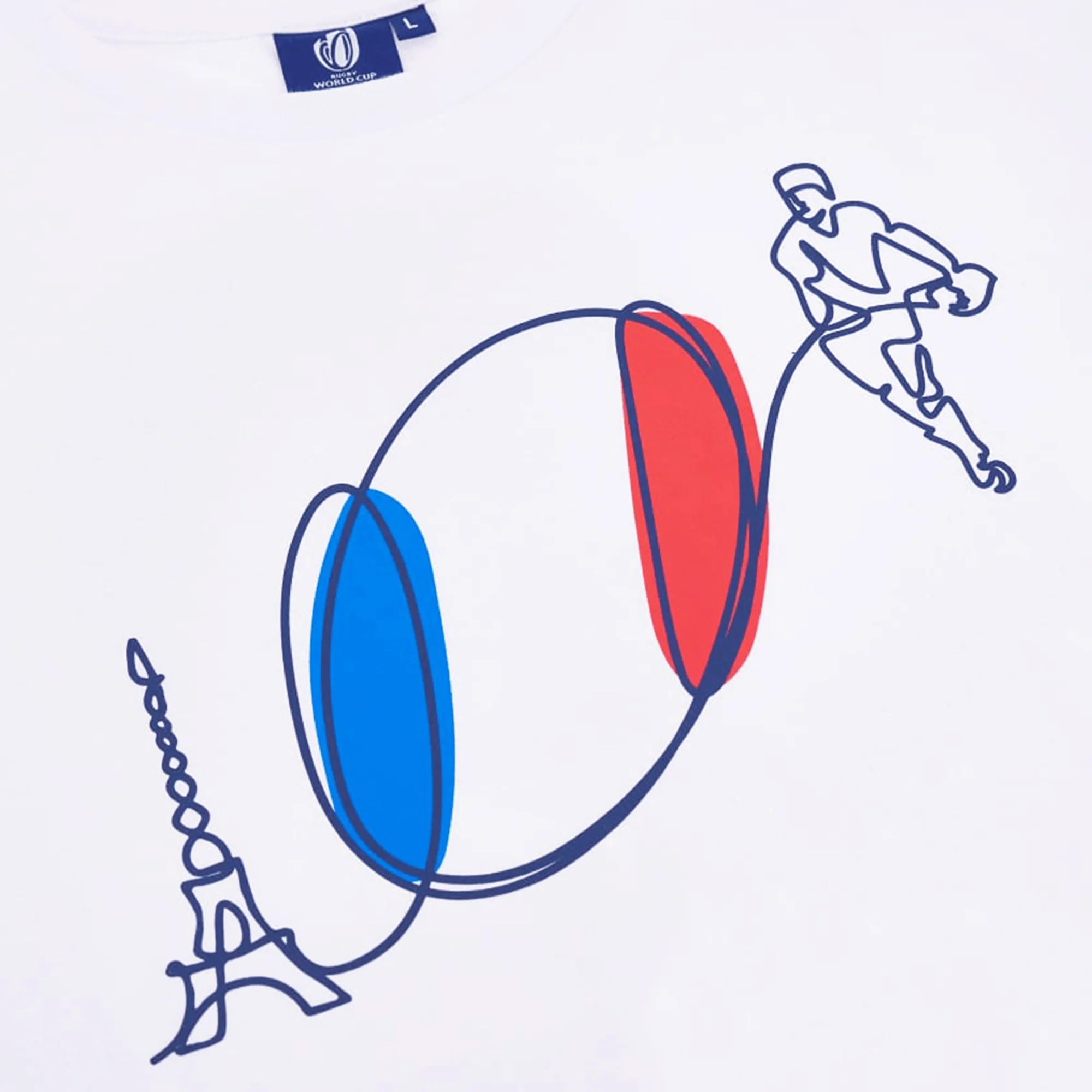 RWC23 France Flag Ball Logo Poly/Cotton Tee by Macron - Image 5