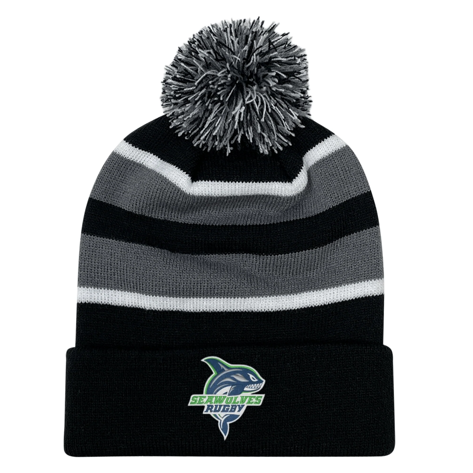 Seattle Seawolves Rugby Hooped Pom Pom Beanie