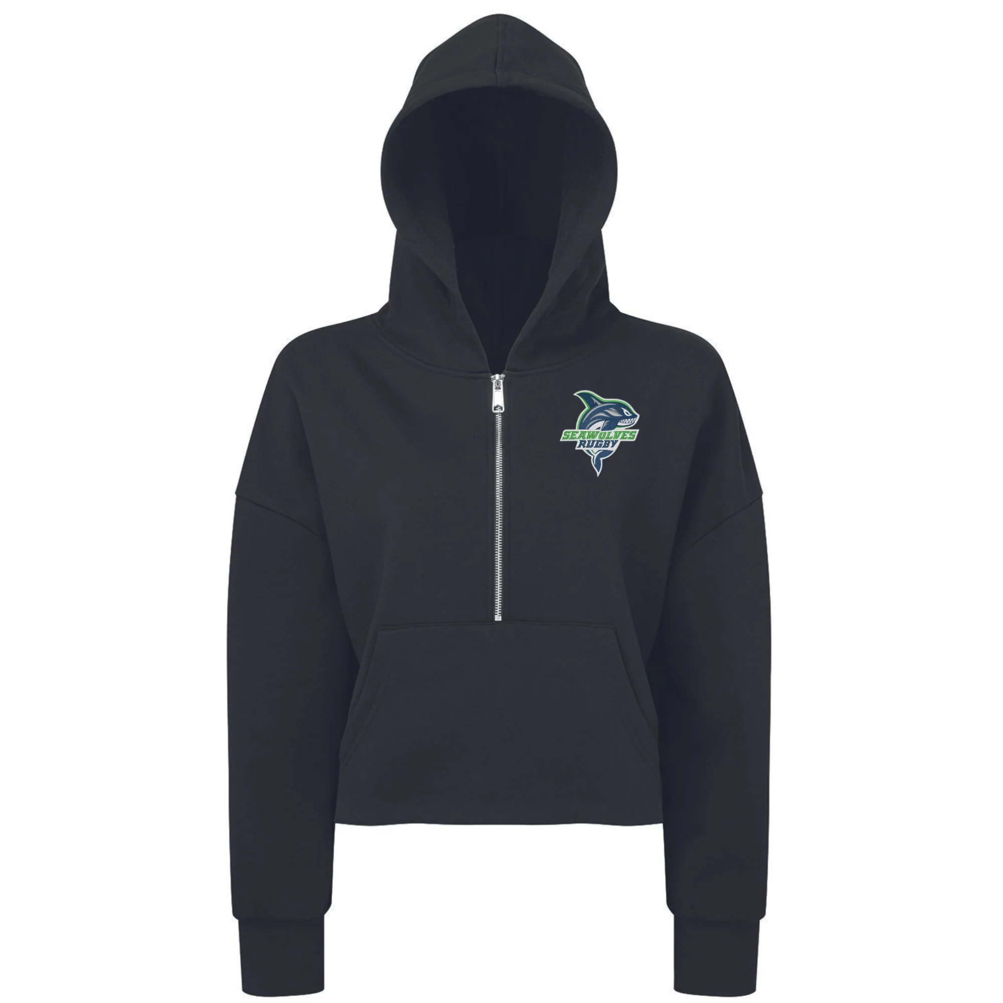 Women's Seattle Seawolves Half Zip Crop Hooded Sweatshirt