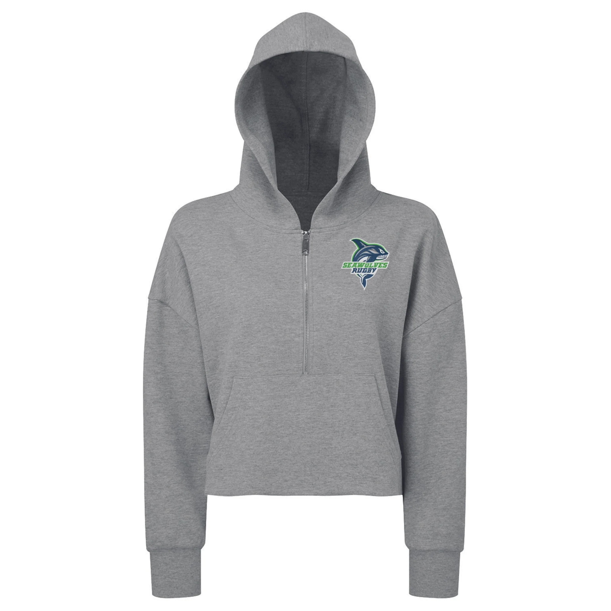 Women's Seattle Seawolves Half Zip Crop Hooded Sweatshirt - Image 2