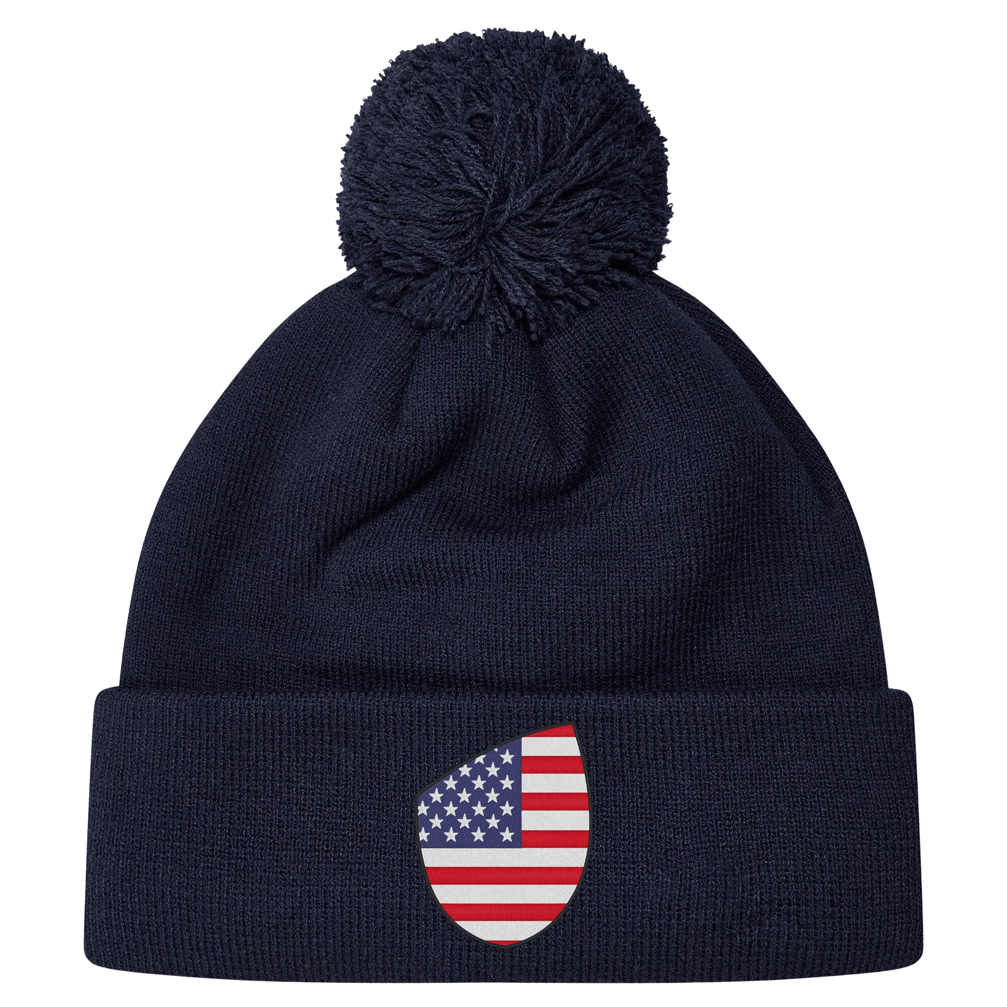 USA Shield Pom Pom Beanie