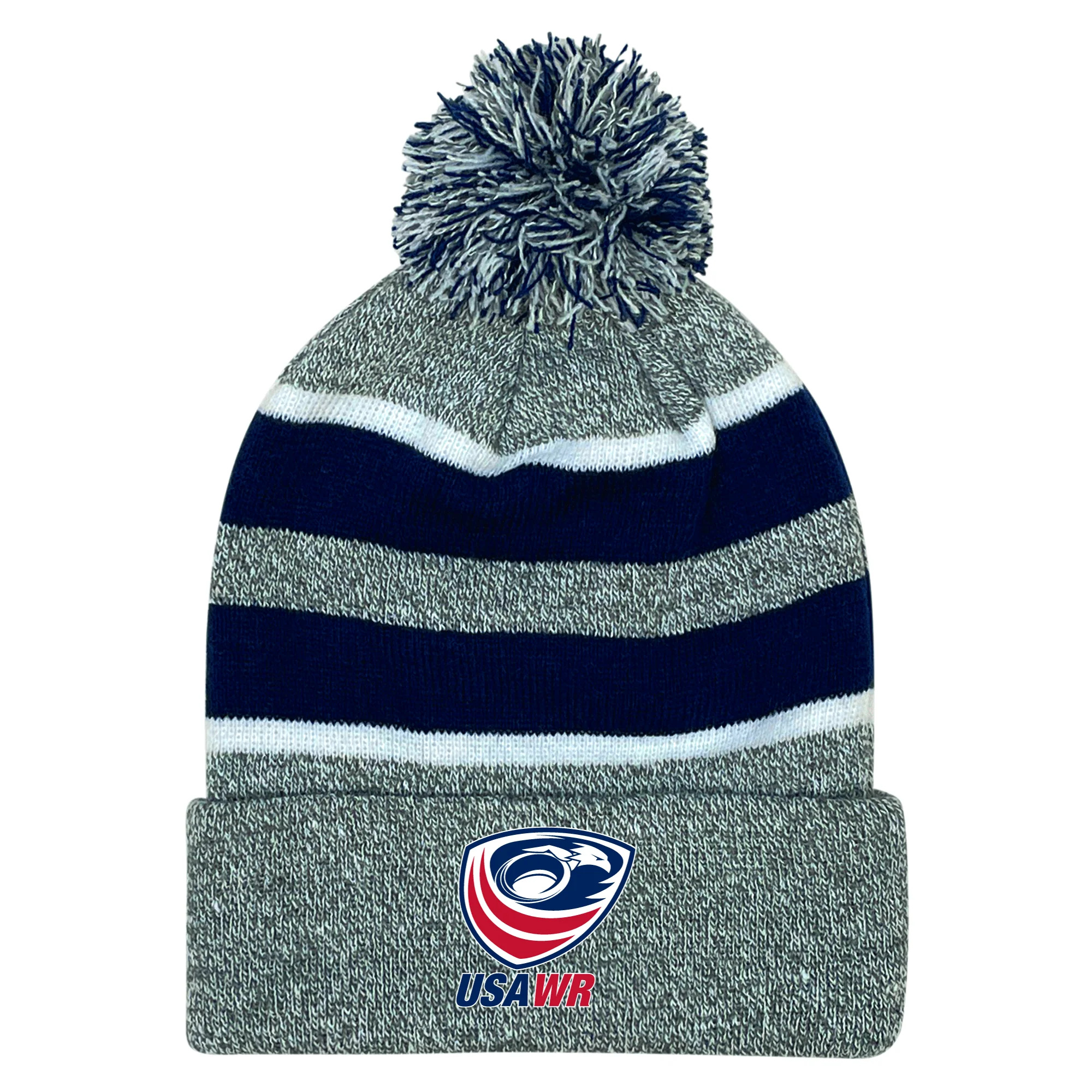 USA Wheelchair Rugby Hooped Pom-Pom Beanie