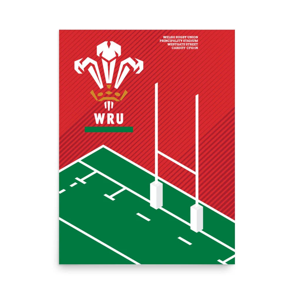 Wales 'Rugby Pitch' Poster - Image 2