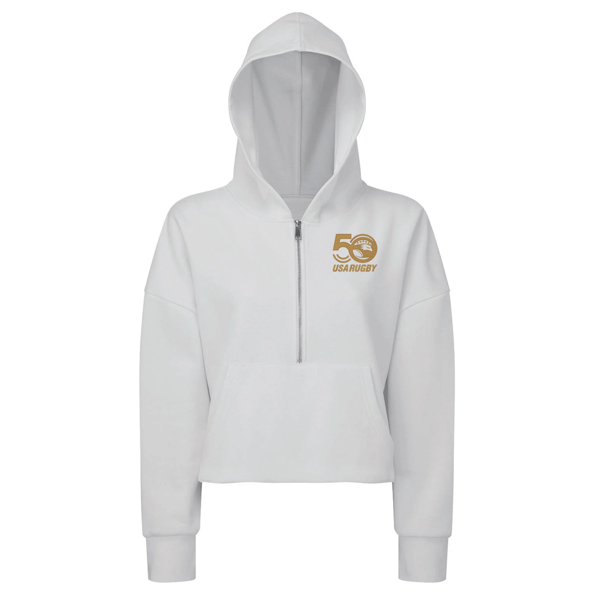 Women's USA Rugby 50th Half-Zip Crop Hooded Sweatshirt - Image 2