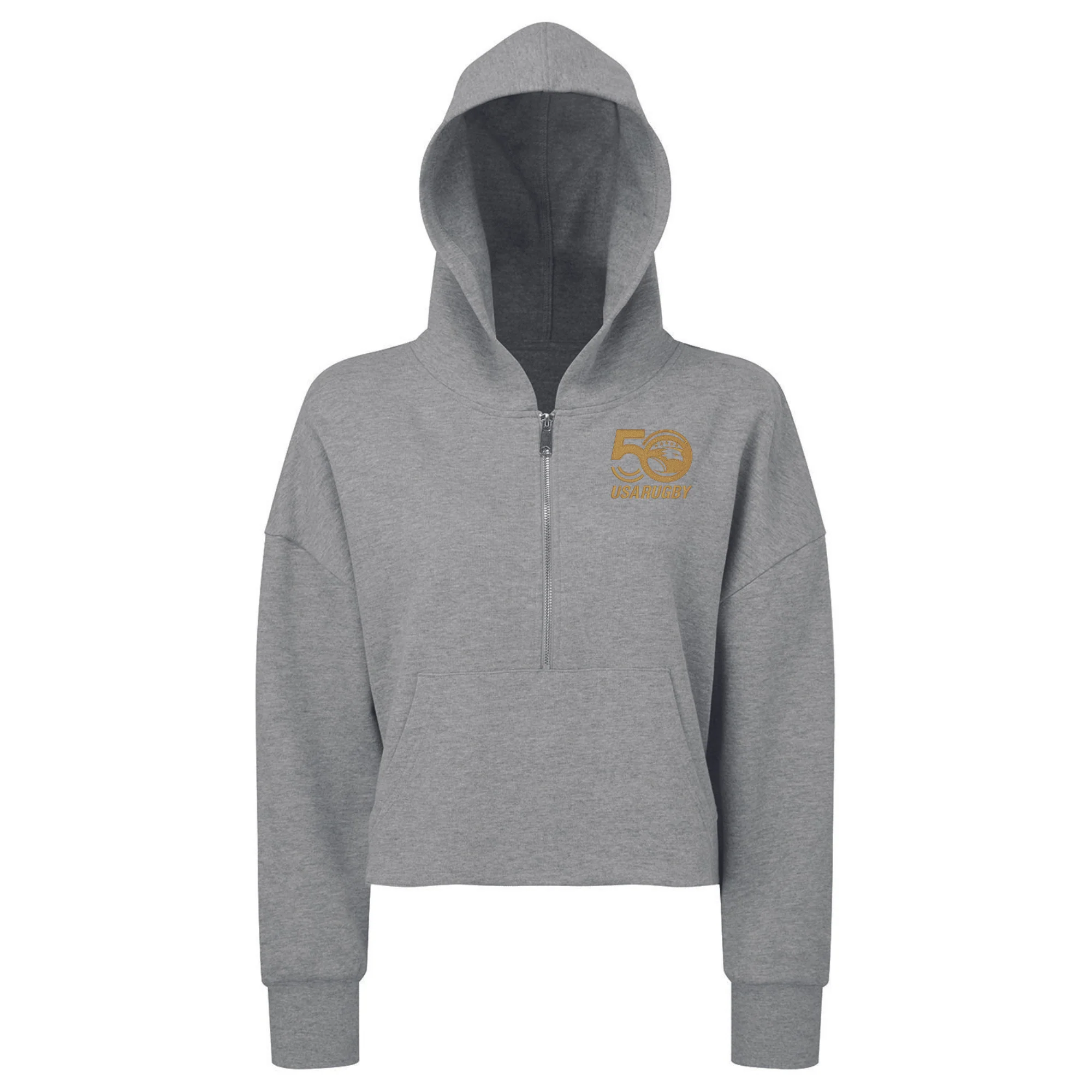 Women's USA Rugby 50th Half-Zip Crop Hooded Sweatshirt - Image 3