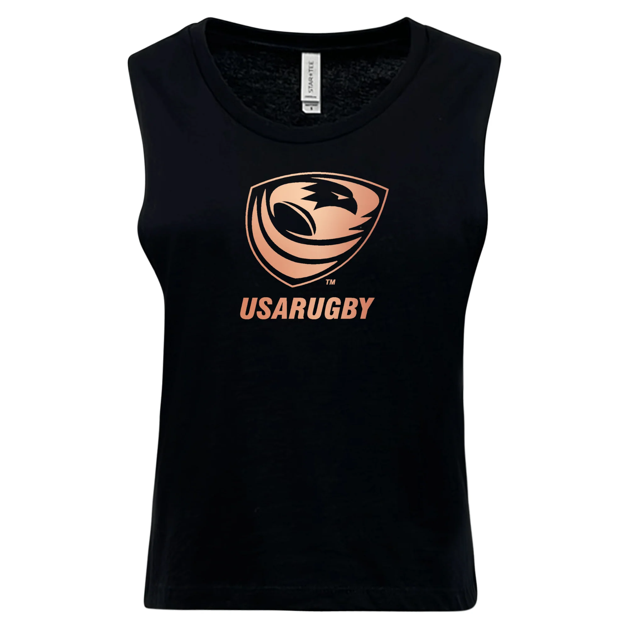 Women's USA Rugby Bronze Cotton Muscle Crop Tank - Image 2