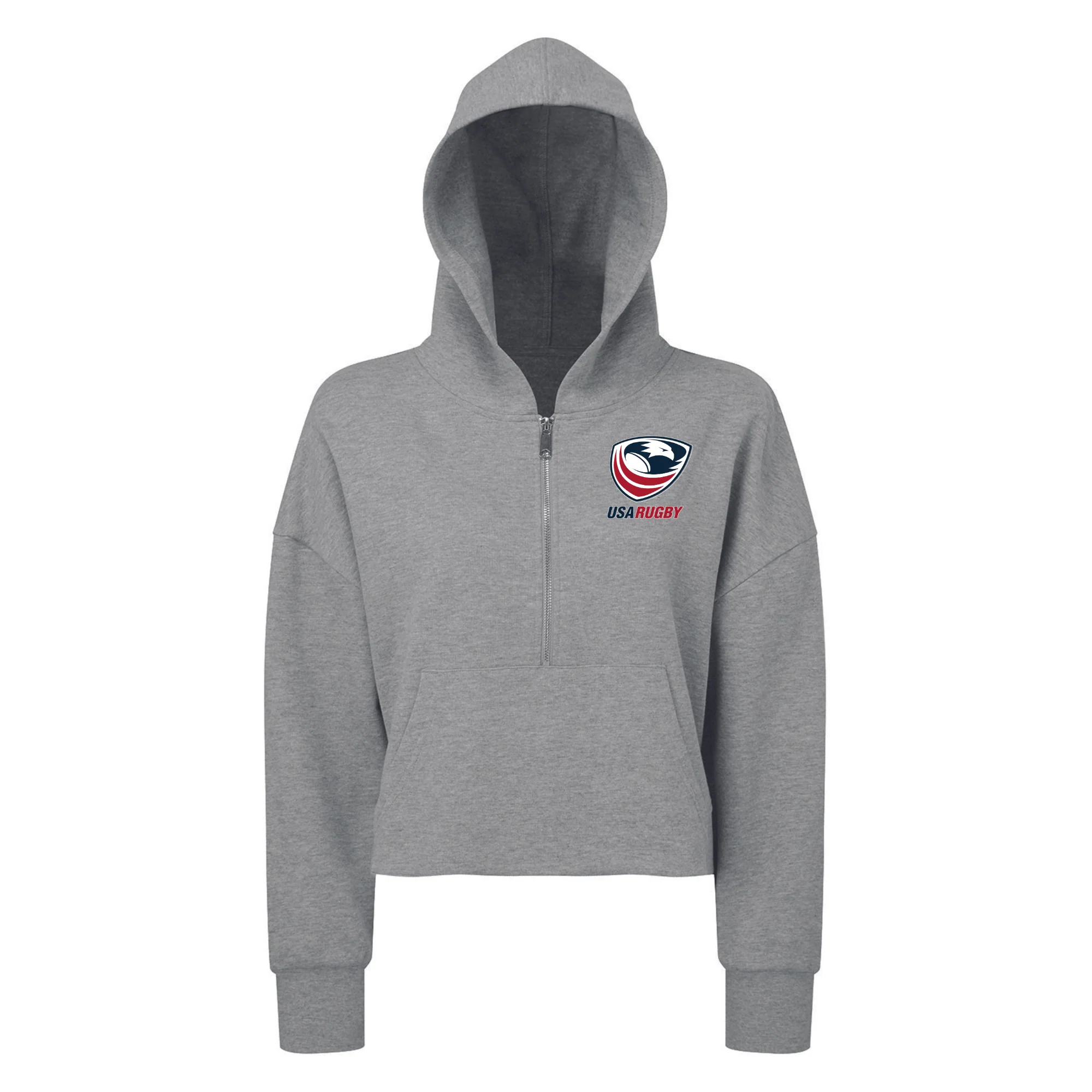 Women's USA Rugby Half Zip Crop Hooded Sweatshirt - Image 4