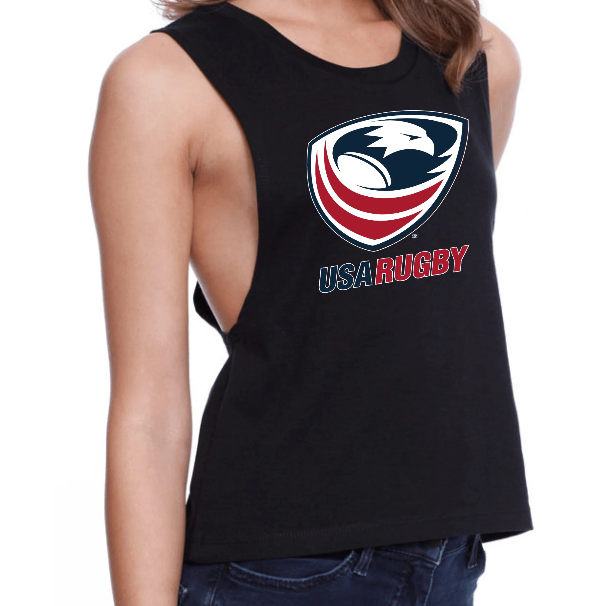 Women's USA Rugby Muscle Crop Tank - Image 4