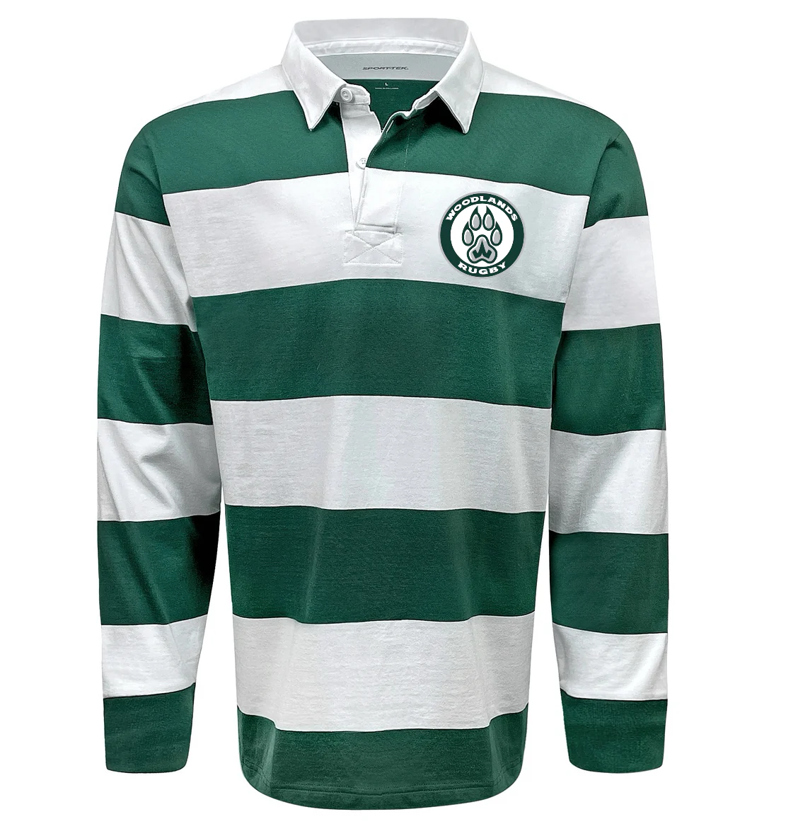 Woodlands Youth Paw Print Hooped Classic Jersey - Green